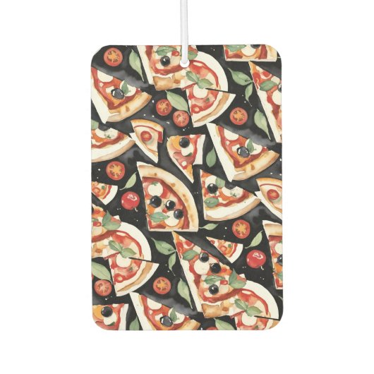 Abstrakte Pizzaslics auf schwarzem Hintergrund Autolufterfrischer (Vorderseite)