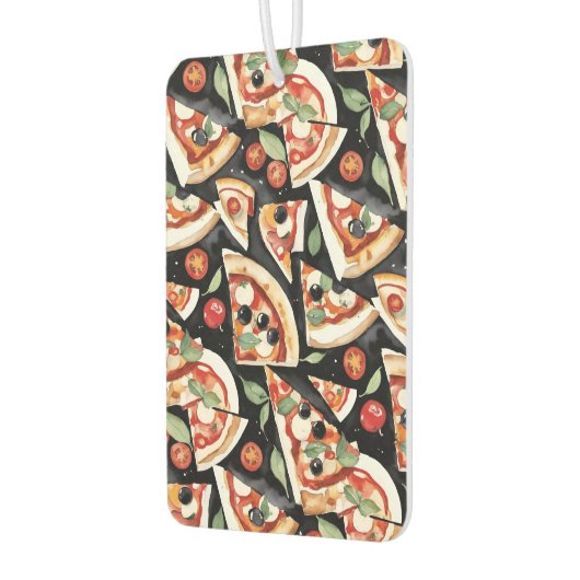 Abstrakte Pizzaslics auf schwarzem Hintergrund Autolufterfrischer (Links)