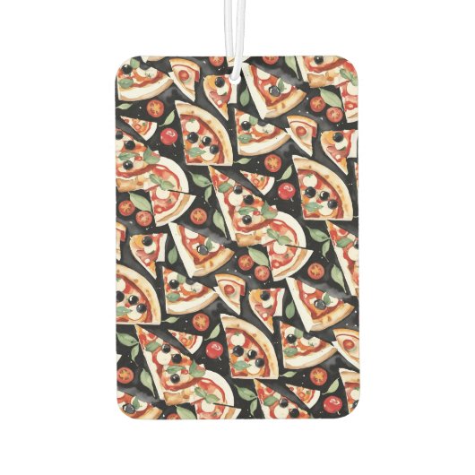 Abstrakte Pizzaslics auf schwarzem Hintergrund Autolufterfrischer (Rückseite)