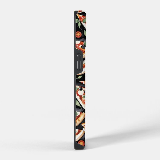 Abstrakte Pizzaslics auf schwarzem Hintergrund iPhone Hülle (Rechte Seite)