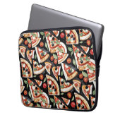 Abstrakte Pizzaslics auf schwarzem Hintergrund Laptopschutzhülle (Vorderseite Links)