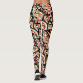 Abstrakte Pizzaslics auf schwarzem Hintergrund Leggings (Rückseite)