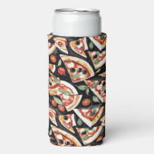 Abstrakte Pizzaslics auf schwarzem Hintergrund Selters Dosenkühler (Seltzer Vorderseite)