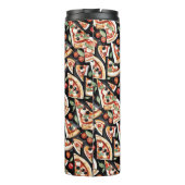 Abstrakte Pizzaslics auf schwarzem Hintergrund Thermosbecher (Rückseite)