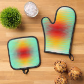 Abstrakte Plasma-Feldfarben für die Wiedereinführu Ofenhandschuh & Topflappen-Set (Oben Unten)