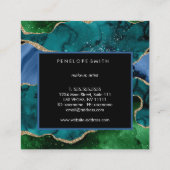 Abstrakte Platz-Visitenkarte für Blau und Grün Quadratische Visitenkarte (Rückseite)