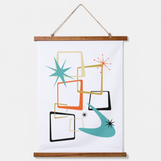 Abstrakte Plätze des Weltraumzeitalters Mitte des  Wandteppich Mit Holzrahmen (Vorderseite)