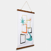 Abstrakte Plätze des Weltraumzeitalters Mitte des  Wandteppich Mit Holzrahmen (Gewinkelt)