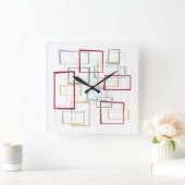 Abstrakte Plätze Mitte Jahrhundert Rot Blau Grün G Quadratische Wanduhr (Zuhause)