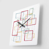 Abstrakte Plätze Mitte Jahrhundert Rot Blau Grün G Quadratische Wanduhr (Winkel)