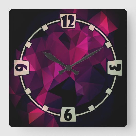 Abstrakte polygonale Polygeometrie Quadratische Wanduhr (Vorderseite)
