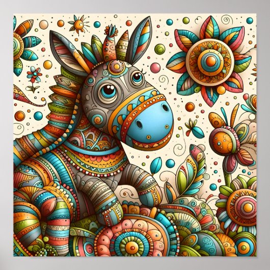 Abstrakte Pony Art für Kinder Poster (Vorne)