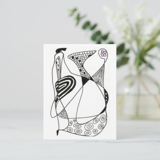 abstrakte Postkarte "Dancing Hen" (Stehend Vorderseite)