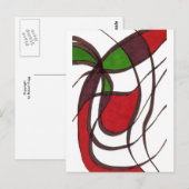 abstrakte Postkarte "Fliegender Fisch" (Vorne/Hinten)