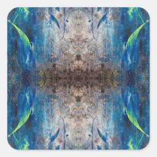 Abstrakte Postkarte Kaleidoskop bunt verspielt Quadratischer Aufkleber
