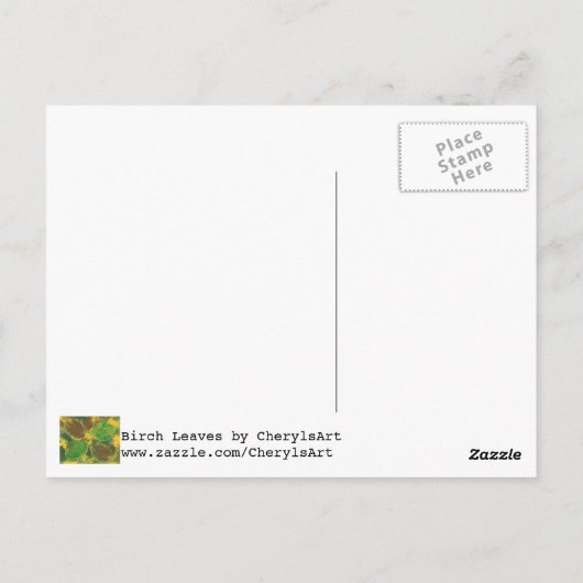 Abstrakte Postkarten für Birkenbaum im Herbst (Rückseite)