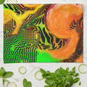 Abstrakte Pour-Malerei in Herbstfarben Geschirrtuch (Gefaltet)