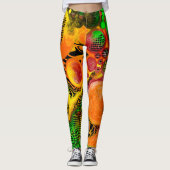 Abstrakte Pour-Malerei in Herbstfarben Leggings (Vorderseite)