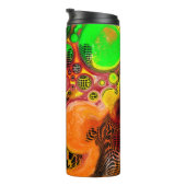 Abstrakte Pour-Malerei in Herbstfarben Thermosbecher (Nach rechts gedreht)