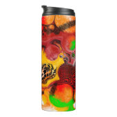 Abstrakte Pour-Malerei in Herbstfarben Thermosbecher (Nach rechts gedreht)