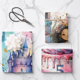 Abstrakte Prinzessin Burg Magic Märchen Geburtstag Geschenkpapier Set