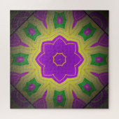 Abstrakte Psychedelic Yellow Mauve & Green Mandala Puzzle (Horizontal)