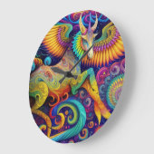Abstrakte Psychedelik Große Wanduhr (Winkel)
