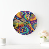 Abstrakte Psychedelik Große Wanduhr (Zuhause)