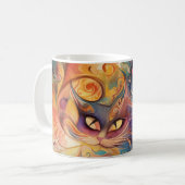 Abstrakte psychedelische Blume katzen farbenfrohe  Kaffeetasse (Vorderseite Links)