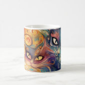 Abstrakte psychedelische Blume katzen farbenfrohe  Kaffeetasse (Mittel)