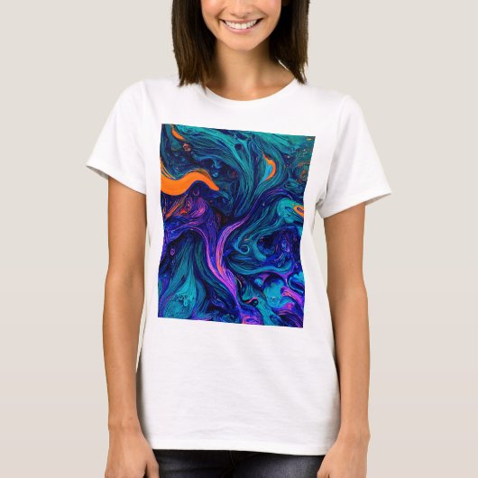 Abstrakte psychedelische Farbwurfkissen T-Shirt (Vorderseite)