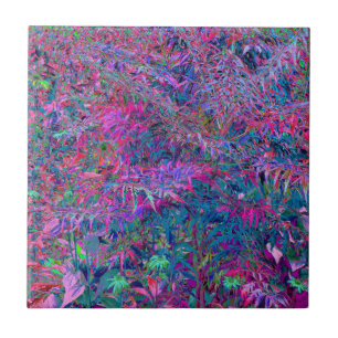 Abstrakte psychedelische Regenbogenfarben Laubgart Fliese
