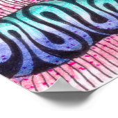 Abstrakte psychedelische rosa blaue wellenförmige  poster (Ecke)