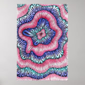 Abstrakte psychedelische rosa blaue wellenförmige  poster (Vorne)