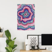 Abstrakte psychedelische rosa blaue wellenförmige  poster (Heimbüro)