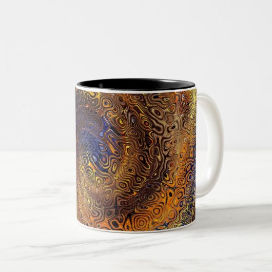 Abstrakte psychedelische Swirl-Muster - Farbkunst Zweifarbige Tasse (VorderseiteRechts)