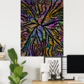 Abstrakte psychedelische wellige Linien leuchtende Poster (Heimbüro)