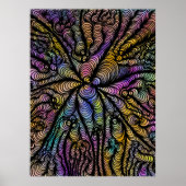 Abstrakte psychedelische wellige Linien leuchtende Poster (Vorne)