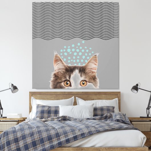 Abstrakte Punkte der Line Art, die KatzenCanvas dr Leinwanddruck (Insitu (Schlafzimmer))
