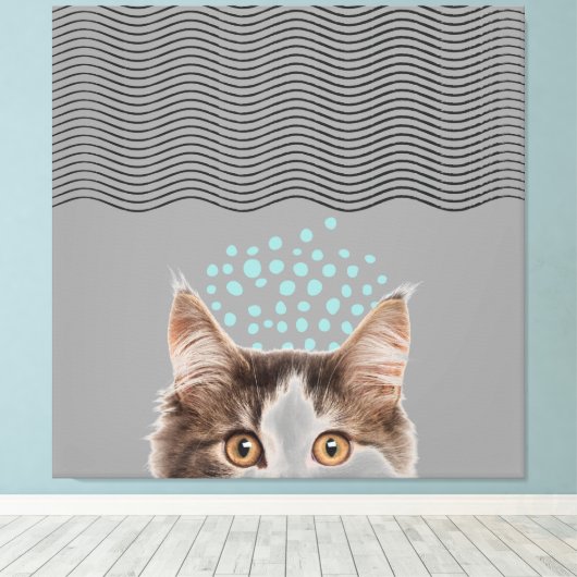 Abstrakte Punkte der Line Art, die KatzenCanvas dr Leinwanddruck (Insitu (Holzboden))