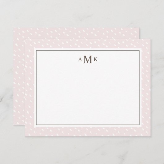 Abstrakte Punkte Mit Monogramm erröten Mitteilungskarte (Vorne/Hinten)