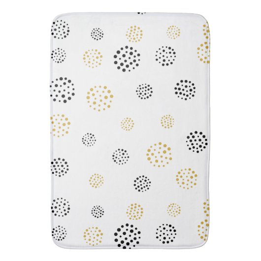 Abstrakte Punktmuster aus Schwarz und Gold Badematte (Vorderseite Vertikal)