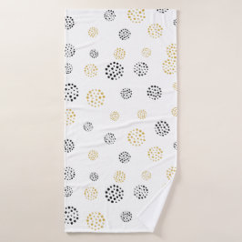 Abstrakte Punktmuster aus Schwarz und Gold Badhandtuch Set