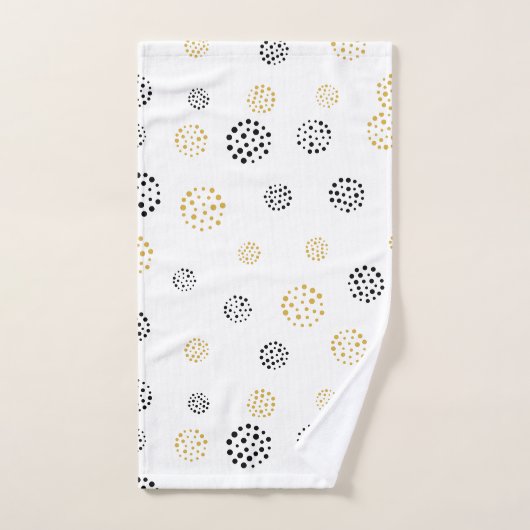 Abstrakte Punktmuster aus Schwarz und Gold Badhandtuch Set (Handtuch)