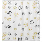 Abstrakte Punktmuster aus Schwarz und Gold Duschvorhang (Vorderseite)