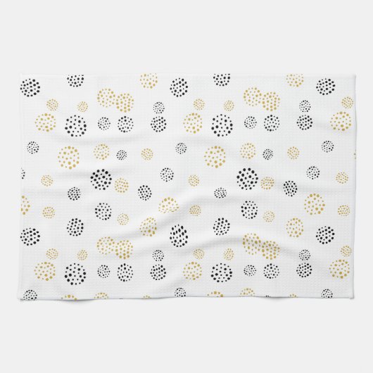 Abstrakte Punktmuster aus Schwarz und Gold Geschirrtuch (Horizontal)