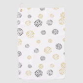 Abstrakte Punktmuster aus Schwarz und Gold Golfhandtuch (Vorderseite)