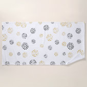 Abstrakte Punktmuster aus Schwarz und Gold Strandtuch (Vorderseite)