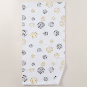 Abstrakte Punktmuster aus Schwarz und Gold Strandtuch (Vorderseite)