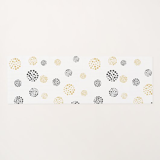 Abstrakte Punktmuster aus Schwarz und Gold Yogamatte (Rückseite (Horizontal))